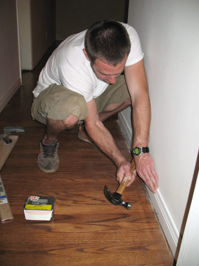 nailing baseboards