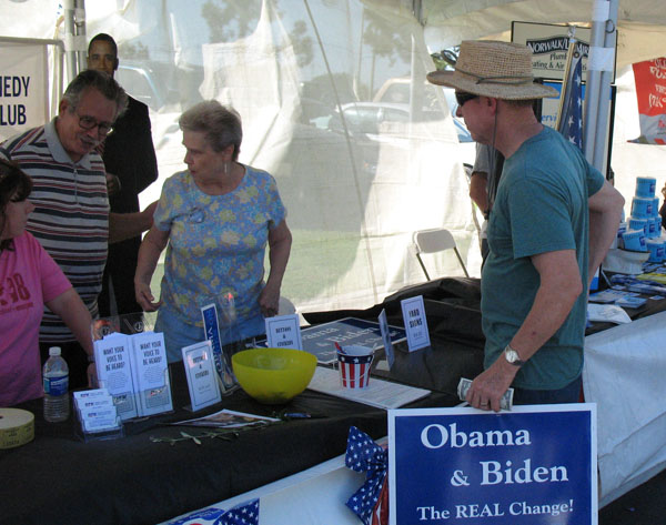 Dave buying a political sign